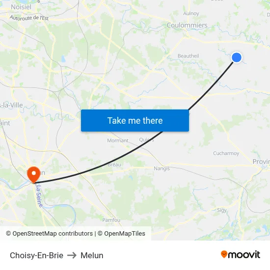 Choisy-En-Brie to Melun map