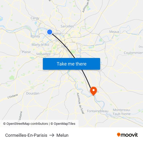 Cormeilles-En-Parisis to Melun map