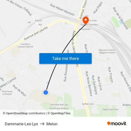 Dammarie-Les-Lys to Melun map