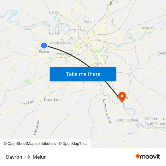 Davron to Melun map