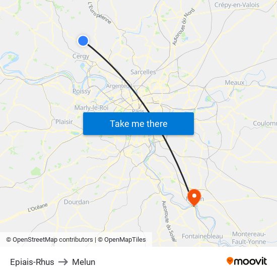 Epiais-Rhus to Melun map