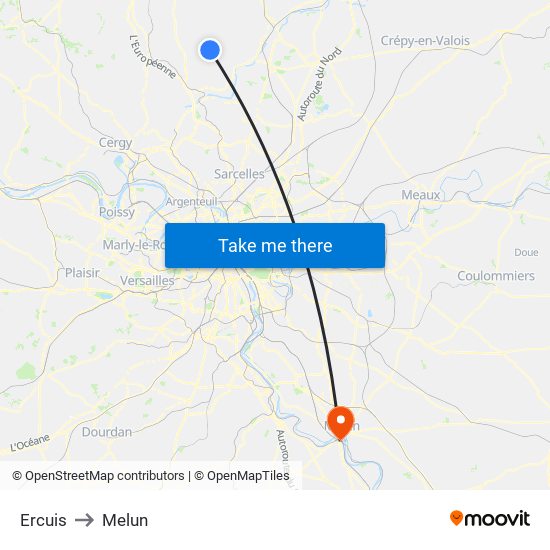 Ercuis to Melun map