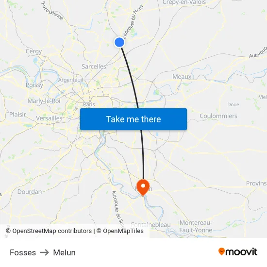 Fosses to Melun map