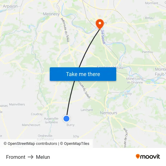 Fromont to Melun map