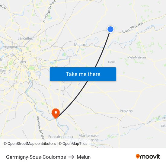 Germigny-Sous-Coulombs to Melun map