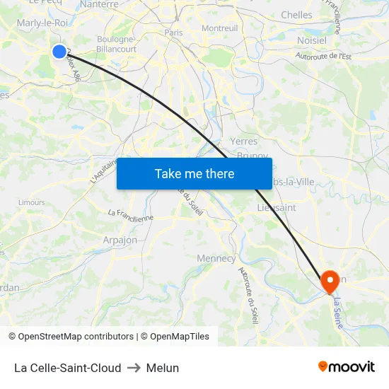 La Celle-Saint-Cloud to Melun map