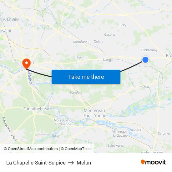 La Chapelle-Saint-Sulpice to Melun map