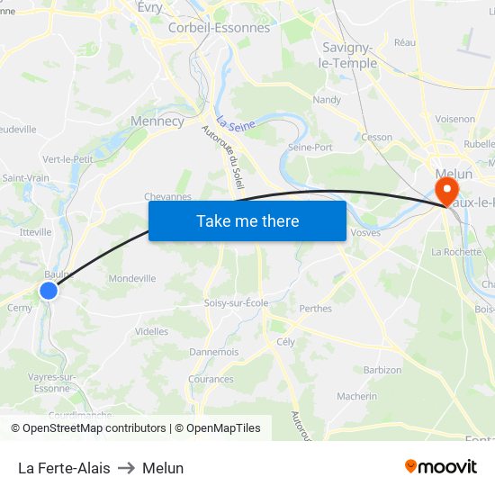 La Ferte-Alais to Melun map