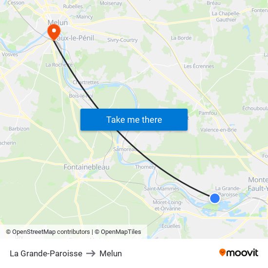 La Grande-Paroisse to Melun map