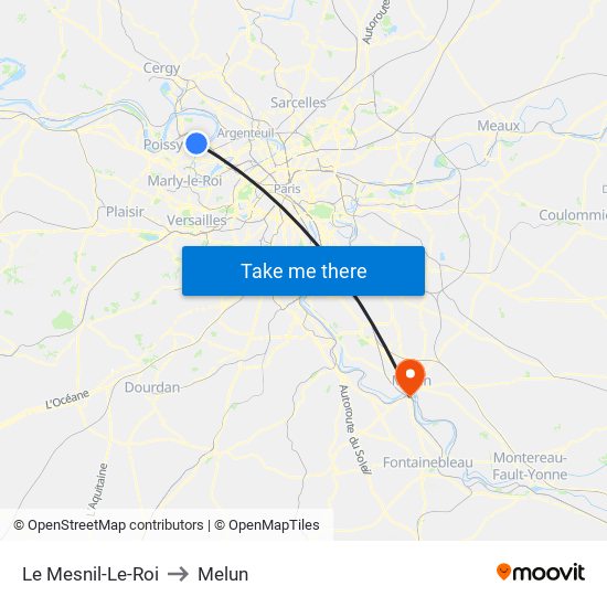 Le Mesnil-Le-Roi to Melun map