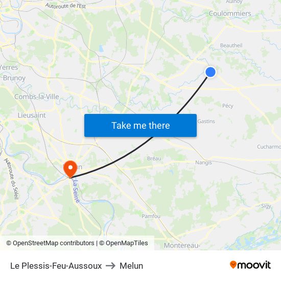 Le Plessis-Feu-Aussoux to Melun map