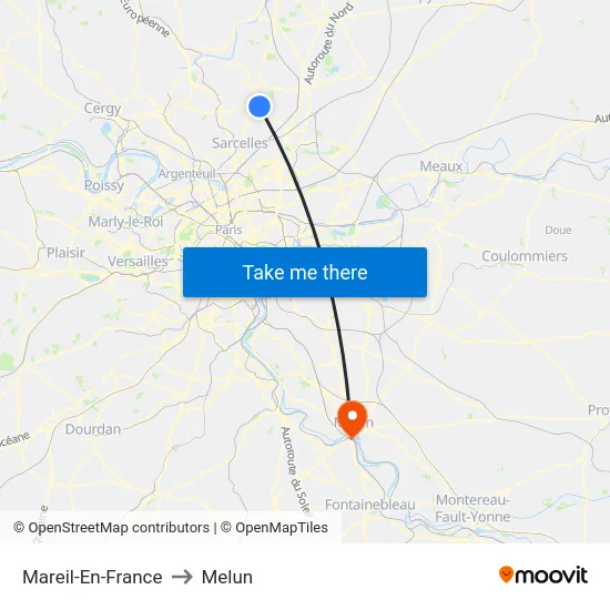 Mareil-En-France to Melun map