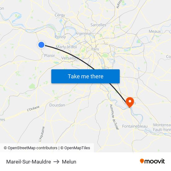 Mareil-Sur-Mauldre to Melun map