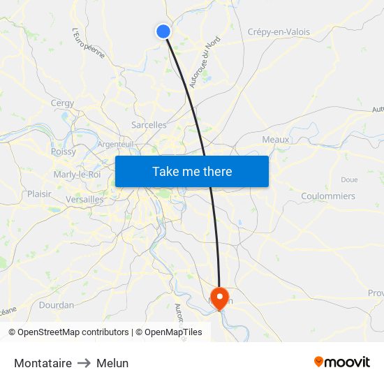 Montataire to Melun map