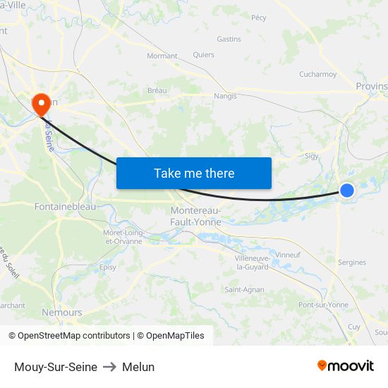 Mouy-Sur-Seine to Melun map