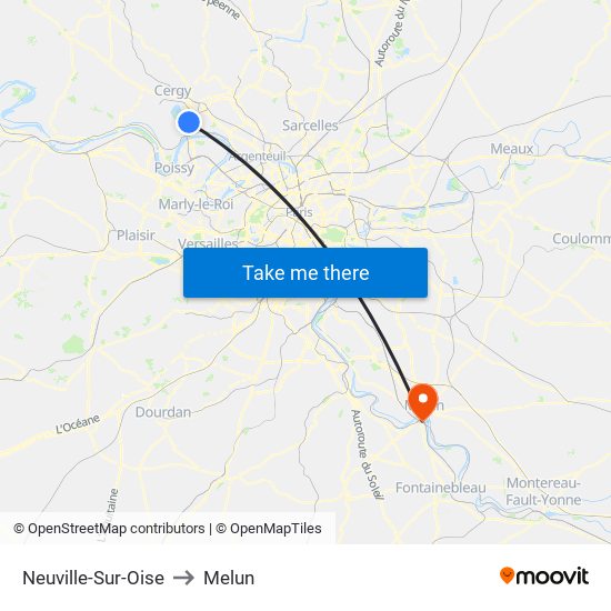 Neuville-Sur-Oise to Melun map