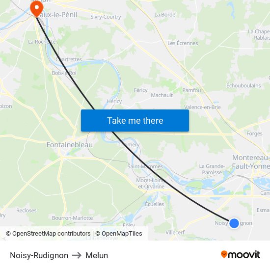 Noisy-Rudignon to Melun map