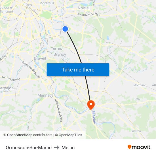 Ormesson-Sur-Marne to Melun map