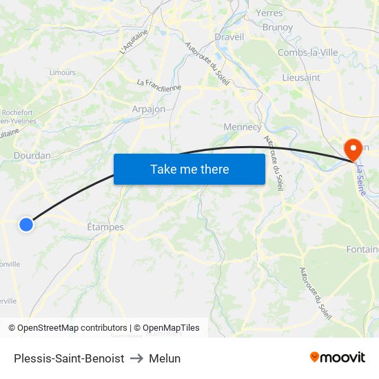 Plessis-Saint-Benoist to Melun map