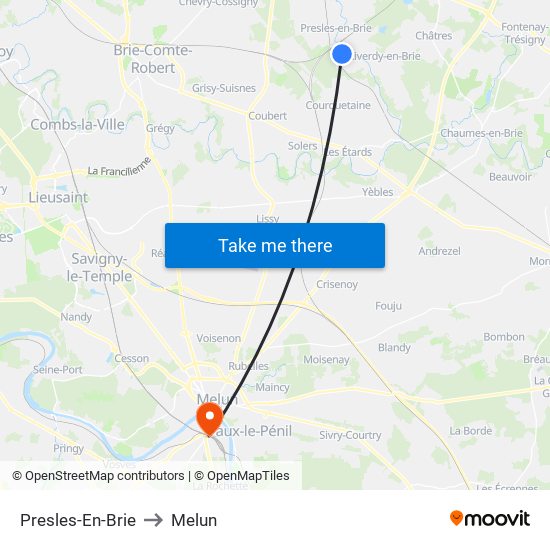 Presles-En-Brie to Melun map