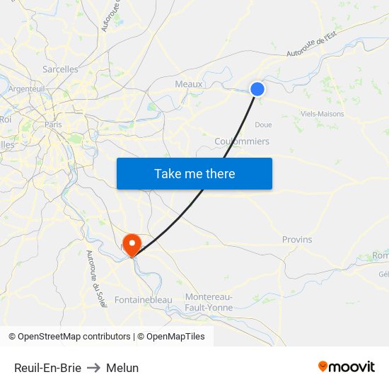 Reuil-En-Brie to Melun map