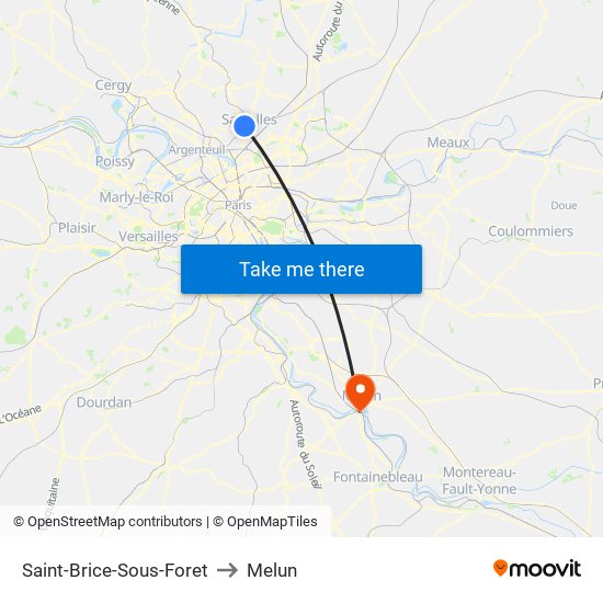 Saint-Brice-Sous-Foret to Melun map