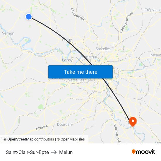 Saint-Clair-Sur-Epte to Melun map