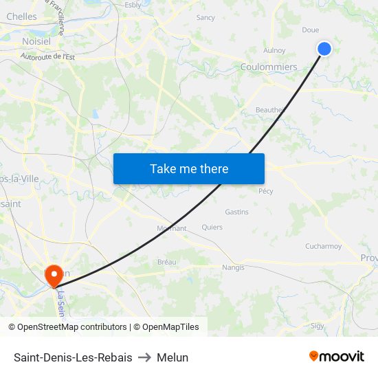 Saint-Denis-Les-Rebais to Melun map