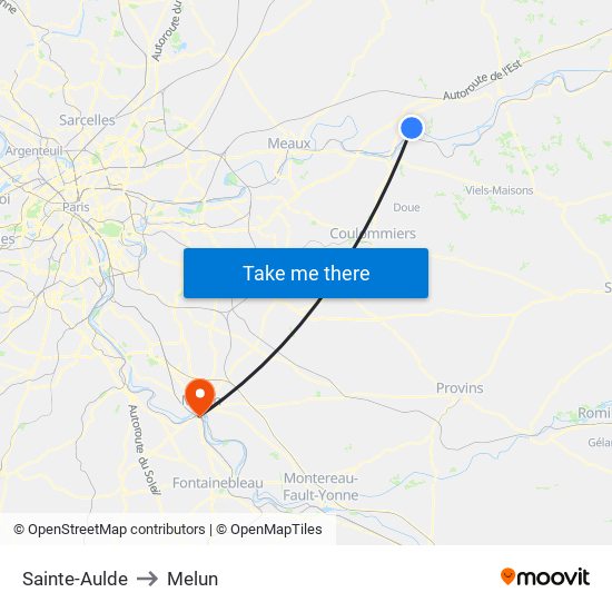 Sainte-Aulde to Melun map