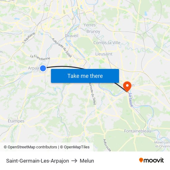 Saint-Germain-Les-Arpajon to Melun map
