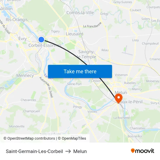 Saint-Germain-Les-Corbeil to Melun map