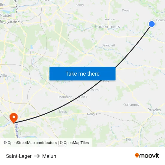 Saint-Leger to Melun map