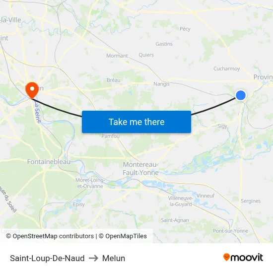 Saint-Loup-De-Naud to Melun map