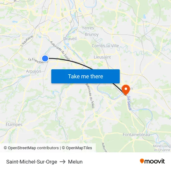 Saint-Michel-Sur-Orge to Melun map