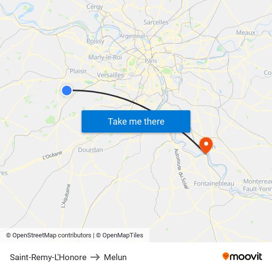 Saint-Remy-L'Honore to Melun map