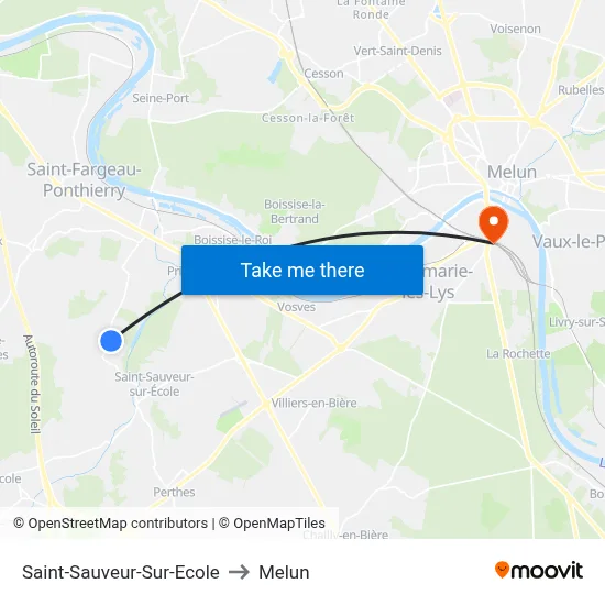 Saint-Sauveur-Sur-Ecole to Melun map