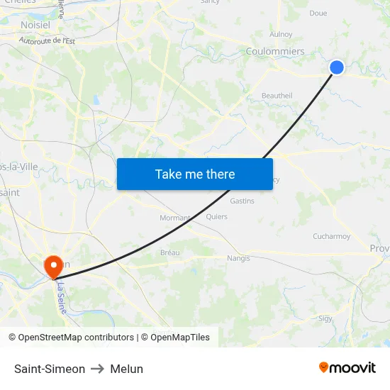 Saint-Simeon to Melun map