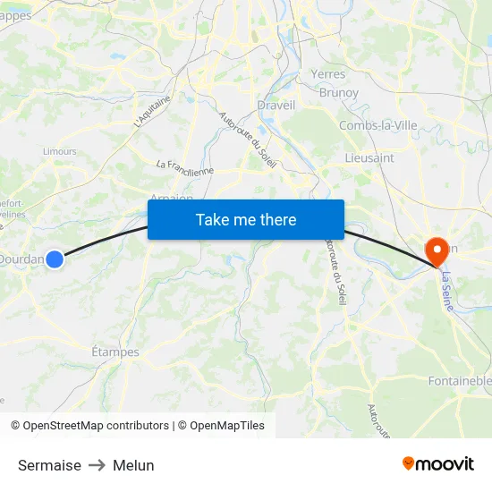 Sermaise to Melun map