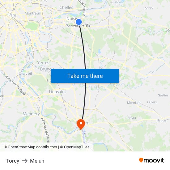 Torcy to Melun map