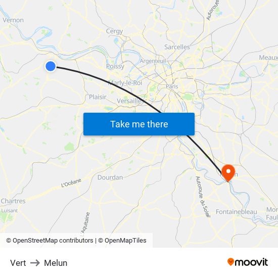 Vert to Melun map