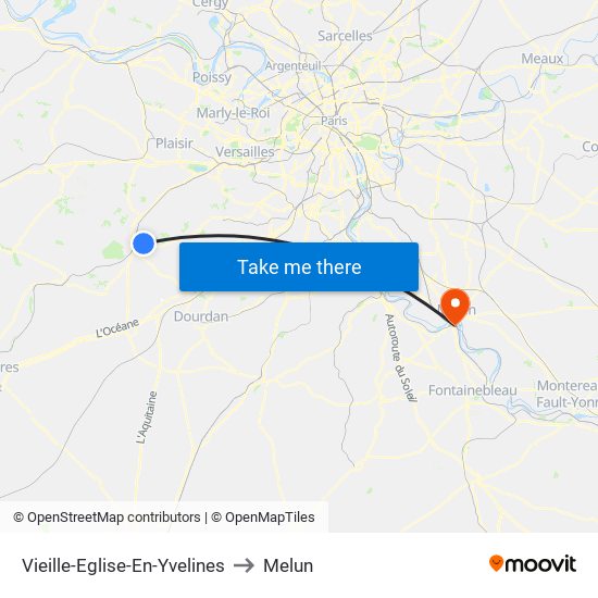 Vieille-Eglise-En-Yvelines to Melun map