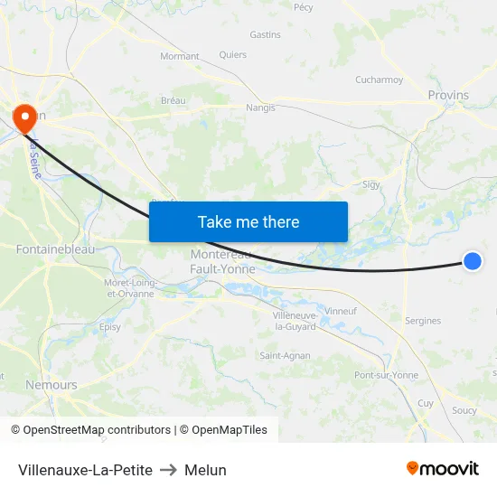 Villenauxe-La-Petite to Melun map