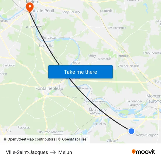 Ville-Saint-Jacques to Melun map