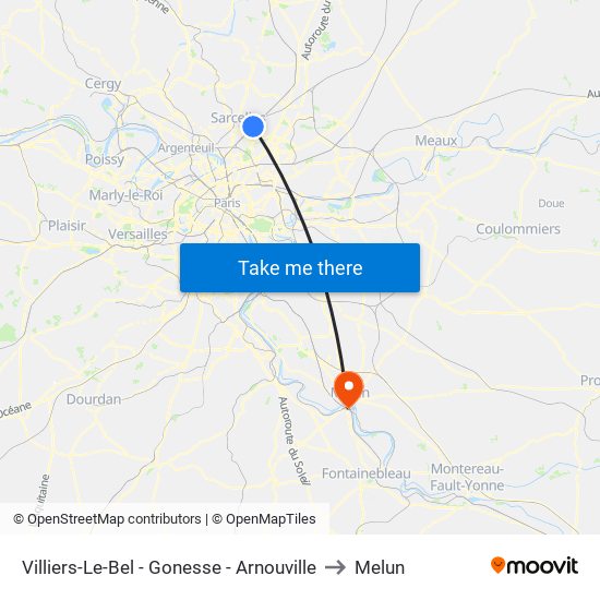 Villiers-Le-Bel - Gonesse - Arnouville to Melun map