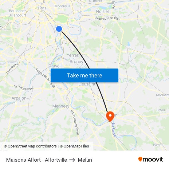 Maisons-Alfort - Alfortville to Melun map