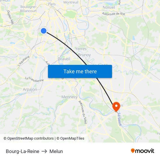 Bourg-La-Reine to Melun map