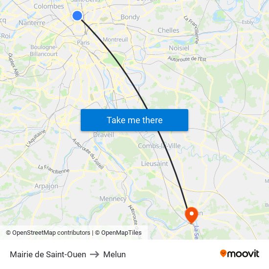 Mairie de Saint-Ouen to Melun map