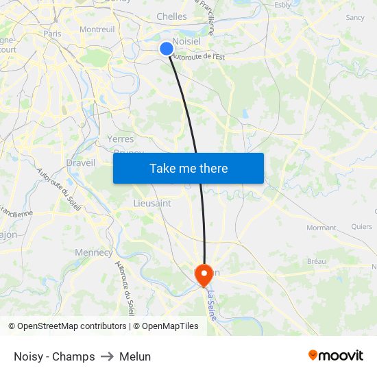 Noisy - Champs to Melun map