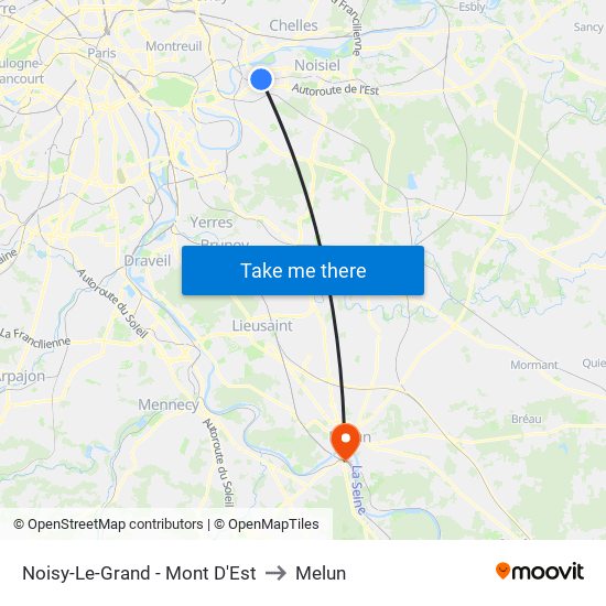 Noisy-Le-Grand - Mont D'Est to Melun map