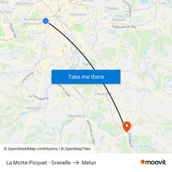 La Motte-Picquet - Grenelle to Melun map